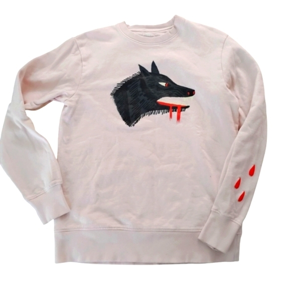 Rose Of Mercy | Pink Crew Neck Sweatshirt with Wolf Design | Size Medium - Picture 1 of 10